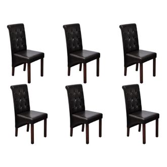 vidaXL Vidaxl - Sillas De Comedor 6 Uds Cuero Sint&eacute;tico Marr&oacute;n