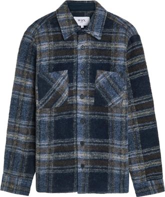 Wax London Whiting Checked Wool-blend Overshirt - Navy - Xxl