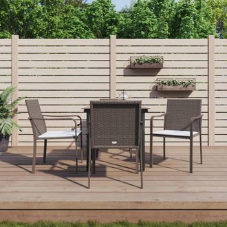 vidaXL Juego Comedor Jard&iacute;n 5 Piezas Y Cojines Rat&aacute;n Sint&eacute;tico Y Acero Vidaxl