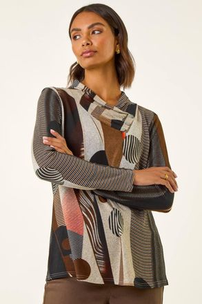 Roman Abstract Print Snit Top