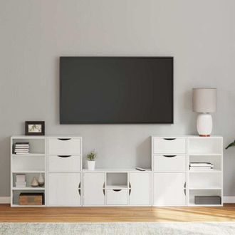 vidaXL Vidaxl - Muebles De Tv 5 Uds. Con Almacenaje odda Blanco Madera Pino