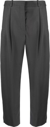 Stella McCartney cropped pleated wool trousers - women - Wool - 50 - Grey
