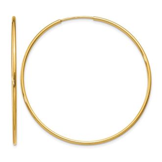 Diamond2Deal 14k Yellow Gold 1.20mm Round Hoop Earring 40 mm