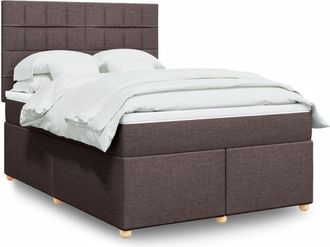 vidaXL Cama Box Spring Con Colch&oacute;n Tela Marr&oacute;n Oscuro 140x200 Cm Vidaxl