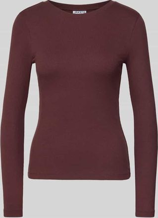 Jake*s Casual Longsleeve in Ripp-Optik mit Rundhalsausschnitt in Aubergine, Größe XL