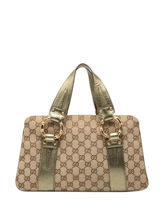 Gucci Borsa a mano Bamboo in tela GG con dettagli in metallo 2000-2015 - Marrone