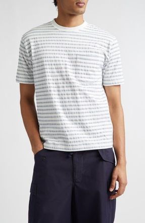 Beams Jacquard Stripe Pocket T-Shirt in White at Nordstrom, Size X-Large