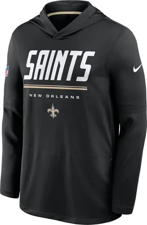 Nike New Orleans Saints Sideline Nike Mens Dri-FIT NFL Long-Sleeve Hooded Top in Black | 03B9054Y7W-TG4