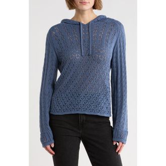 Melrose and Market Open Stitch Hooded Sweater in Blue Vintage at Nordstrom Rack, Size Xx-Small