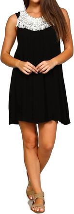 Velzera Crochet Fringe Mini Dress In Black