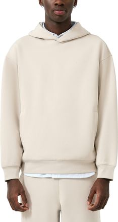 QS by s.Oliver Kapuzensweatshirt QS, Herren, Gr. XXL, ecru, Sweatware, Obermaterial: 67% Polyester, 33% Baumwolle, bestickt, unifarben, l&auml;ssig geschnitten h&uuml;ftbedeck