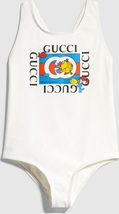 Gucci Kids - Jersey Swimsuit With Print, White, Ready-to-wear