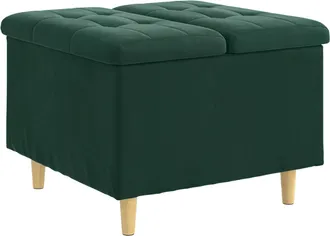 vidaXL Pouf Con Storage Verde Scuro 60 X 60 X 45 Cm Velluto Vidaxl
