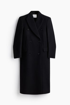H&M Langer Wollmantel - Schwarz