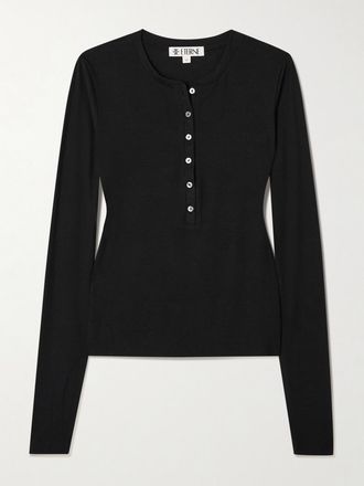 &Eacute;terne Maglia Henley A Coste - Nero