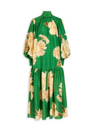 Alemais Alemais Sage Floral-print Silk Gown - Green - S (UK8-10 / S)