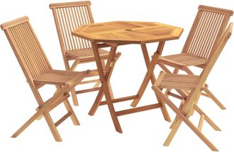 vidaXL Set Bistro Da Giardino Pieghevole Da 5 Pezzi Naturale Vidaxl