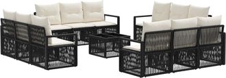 vidaXL Conjunto De Sof&aacute;s De Jard&iacute;n 13 Uds. Negro Rat&aacute;n Sint&eacute;tico Vidaxl