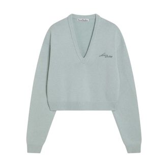 Acne Studios V-neck Knitwear, female, Green, Size: M Wool V-neck Sweater