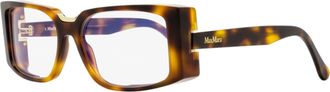 Max Mara Womens Rectangular Blue Block Eyeglasses MM5157-B 052 Havana/Gold 54mm