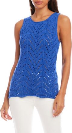 Karen Kane Pointelle Cotton Sweater Tank in Blue at Nordstrom, Size X-Small