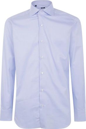 Barba Klassieke Twill Overhemd - Heren - Zakelijke Overhemden - Blauw - 4XL - Overhemden