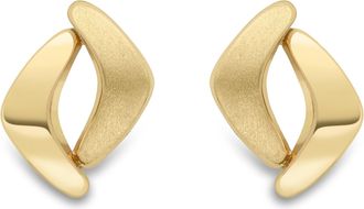 Jewelco London 9ct Gold Satin Brushed Boomerang Stud Earrings - SENR02875