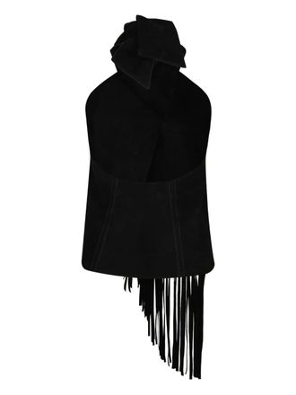 Johanna Ortiz Sonora fringed halterneck top - Black