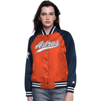 Starter Womens Starter Orange/Navy Houston Astros Home Run Full-Snap Varsity Jacket at Nordstrom, Size Large