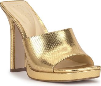 Jessica Simpson Azelica Platform Slide Sandal in Gold at Nordstrom, Size 9.5