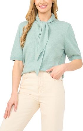 CeCe by Cynthia Steffe Tie Neck Short Sleeve Cardigan in Mint Hint at Nordstrom, Size X-Large