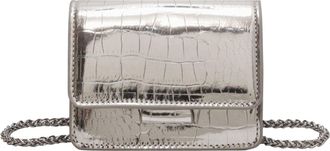 Generic Mini Crossbody Bag for Women, PU Leather Small Square Purse with Chain Strap, Fashionable Evening Shoulder Bag for Party, Date, Night Out (Silver)