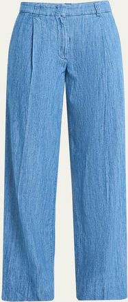 Another Tomorrow Chambray Wide Leg Pants