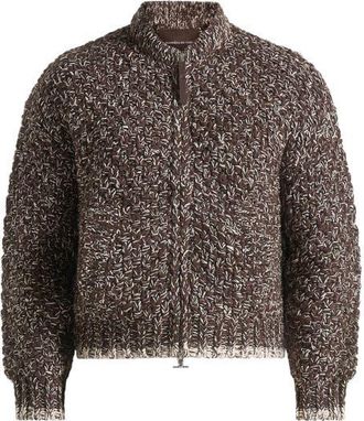 Mani&egrave;re De Voir Darel Speckled Knit Bomber Jacket in Brown at Nordstrom, Size X-Large
