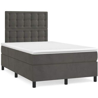 vidaXL Cama Box Spring Con Colch&oacute;n Terciopelo Gris Oscuro 120x190 Cm Vidaxl