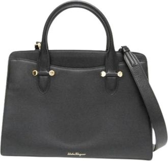 Ferragamo Pre-owned Leren Schoudertas - Dames - Vintage Handtas - Zwart - ONE Size - Leer - Vintage