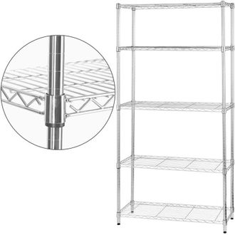 Esto Scaffale Acciaio in Filo Cromato 4 ripiani 180 cm - cromato