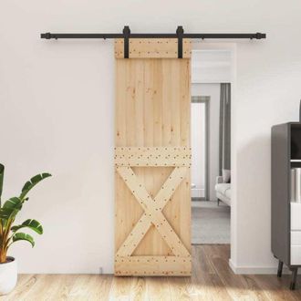 vidaXL Vidaxl - Puerta Corredera Con Herrajes Madera Maciza De Pino 70x210 Cm