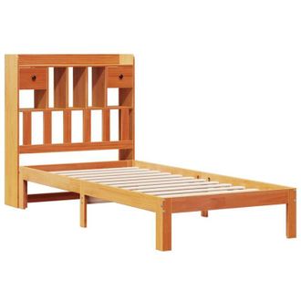 vidaXL Cama Con Estanter&iacute;a Sin Colch&oacute;n Madera Maciza Marr&oacute;n 75x190 Cm Vidaxl