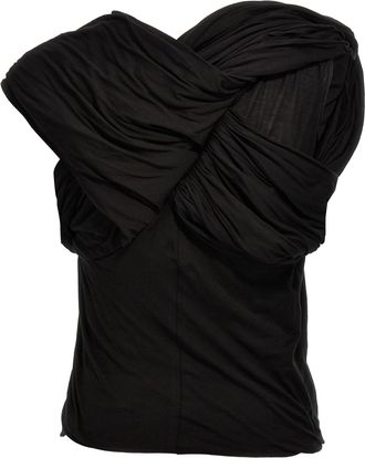 Rick Owens Womens Black Cotton Tank Tops