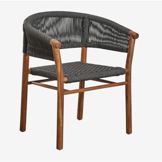 Sklum Sklum - Pack De 2 Sillas De Jard&iacute;n Con Reposabrazos En Madera De Acacia Y Cuerda Trenzada Tenay Classic