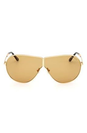 Tom Ford Keating 71mm Oversize Pilot Sunglasses in Shiny Deep Gold /Brown at Nordstrom Rack