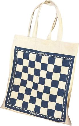 Fortela Damier Print Canvas Tote Bag in Blue White at Nordstrom