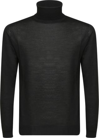 Daniele Fiesoli Luxe Zwarte Gebreide Kleding Aw 24 - Heren - Coltruien - Zwart - M - Wol - Truien & Vesten