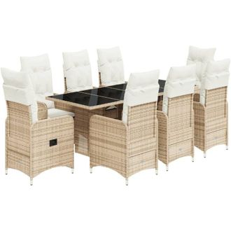 vidaXL Set De Mesa Y Sillas De Jard&iacute;n 5 Pzas Y Cojines Rat&aacute;n Pe Beige Vidaxl