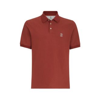 Brunello Cucinelli Cotton Piqu&eacute; Polo Shirt with Logo - male - Brunello Cucinelli - Polo Shirts - Orange - 2XL - Tops