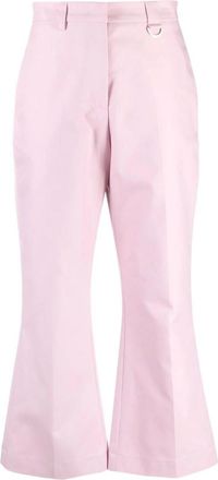 Msgm Pink Pressed-crease Cotton Tailored Trousers