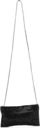 Benedetta Bruzziches Rectangular Evening Bag with Shimmering Black Crystals