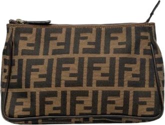 Fendi Pre-owned Canvas Pouch - Dames - Vintage Clutch - Bruin - ONE Size - Leer - Vintage