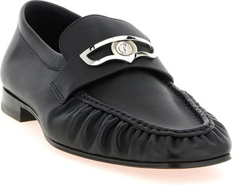 Christian Louboutin Mens Black Calfskin Slip-On Loafers